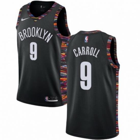 Mens Nike Brooklyn Nets 9 DeMarre Carroll Swingman Black NBA Jersey 2018 19 City Edition