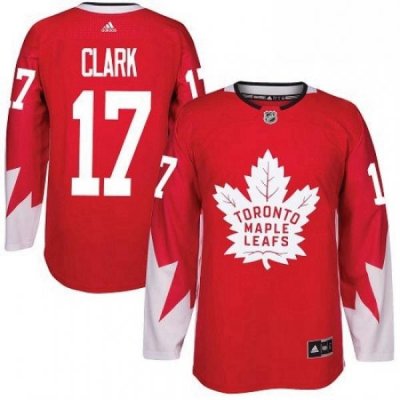 Mens Adidas Toronto Maple Leafs 17 Wendel Clark Authentic Red Alternate NHL Jersey