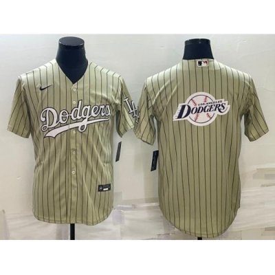 Men Los Angeles Dodgers Cream Team Big Logo Cool Base Stitched Baseball Jersey