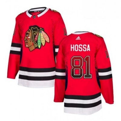 Mens Adidas Chicago Blackhawks 81 Marian Hossa Authentic Red Drift Fashion NHL Jersey