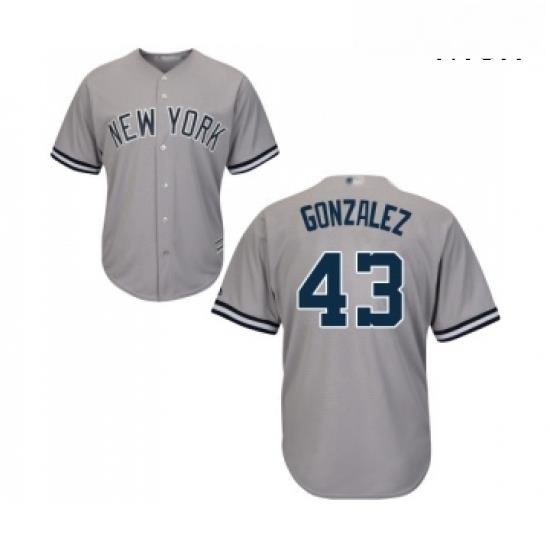 Mens New York Yankees 43 Gio Gonzalez Replica Grey Road Baseball Jersey