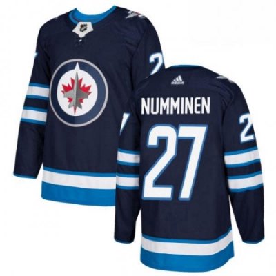 Youth Adidas Winnipeg Jets 27 Teppo Numminen Authentic Navy Blue Home NHL Jersey