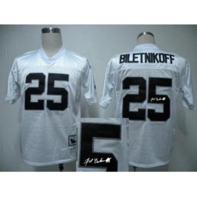 Oakland Raiders 25 Fred Biletnikoff White Throwback M&N Signed NFL Jerseys