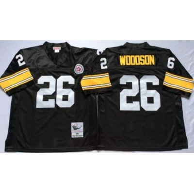 Men Pittsburgh Steelers 26 Rod Woodson Black M&N Throwback Jersey