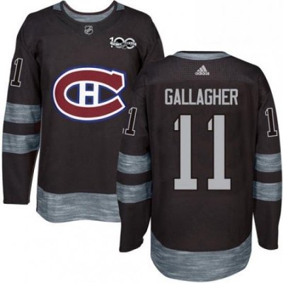 Mens Adidas Montreal Canadiens 11 Brendan Gallagher Premier Black 1917 2017 100th Anniversary NHL Jersey