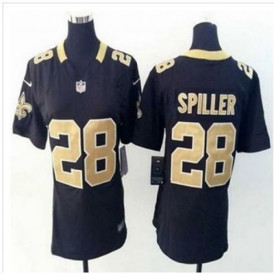 Women New Saints #28 C.J. Spiller Black Team Color Stitched NFL Elite Jersey