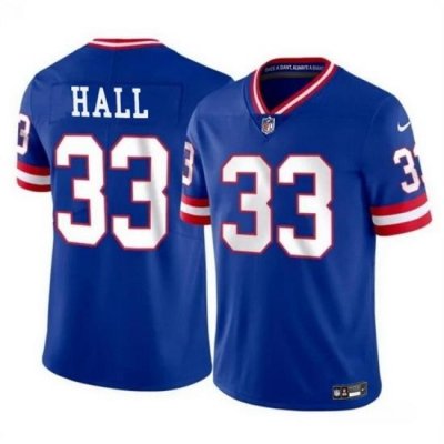 Men New York Giants 33 Hassan Hall Royal Throwback Limited Stitched Jersey