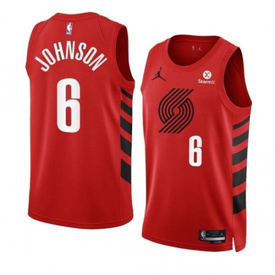 Men Portland Trail Blazers 6 Keon Johnson 2022 23 Red Statement Edition Swingman Stitched Basketball Jersey