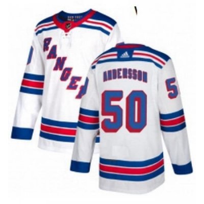 Womens Adidas New York Rangers 50 Lias Andersson Authentic White Away NHL Jersey