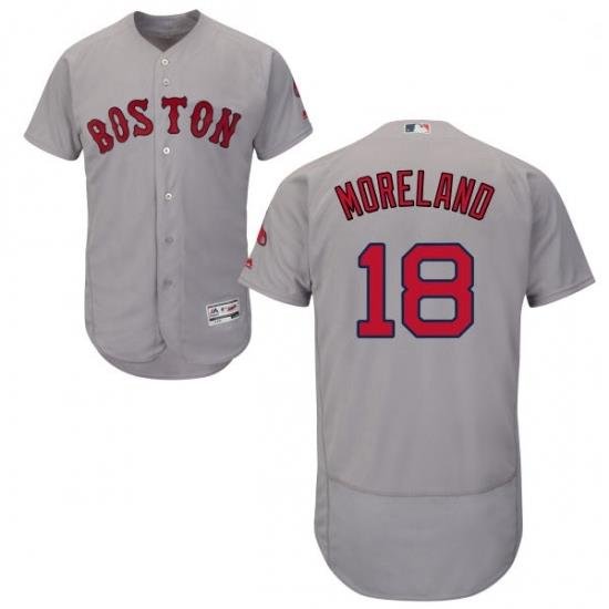 Mens Majestic Boston Red Sox 18 Mitch Moreland Grey Flexbase Authentic Collection MLB Jersey