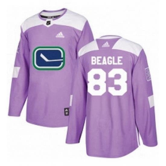 Mens Adidas Vancouver Canucks 83 Jay Beagle Authentic Purple Fights Cancer Practice NHL Jersey