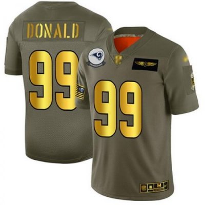 Rams 99 Aaron Donald Camo Gold Men Stitched Football Limited 2019 Salute To Service Jersey