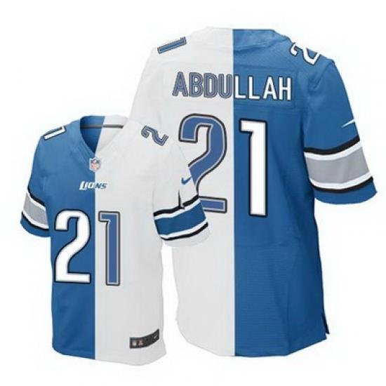 Nike Lions #21 Ameer Abdullah Blue White Mens Stitched NFL Elite Split Jersey