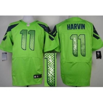 Nike Seattle Seahawks 11 Percy Harvin Green Elite Signed NFL Jersey