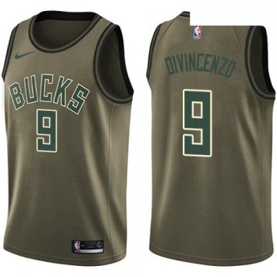 Youth Nike Milwaukee Bucks 9 Donte DiVincenzo Swingman Green Salute to Service NBA Jersey