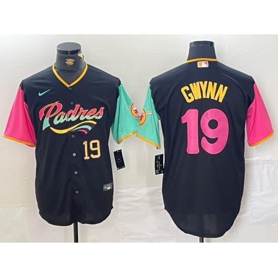 Men San Diego Padres 19 Tony Gwynn Black City Connect Cool Base Stitched Baseball Jersey 3