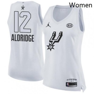 Womens Nike Jordan San Antonio Spurs 12 LaMarcus Aldridge Swingman White 2018 All Star Game NBA Jersey