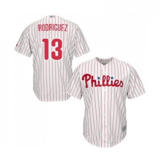 Youth Philadelphia Phillies 13 Sean Rodriguez Replica White Red Strip Home Cool Base Baseball Jersey