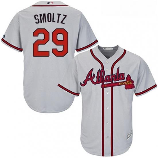 Youth Majestic Atlanta Braves 29 John Smoltz Authentic Grey Road Cool Base MLB Jersey