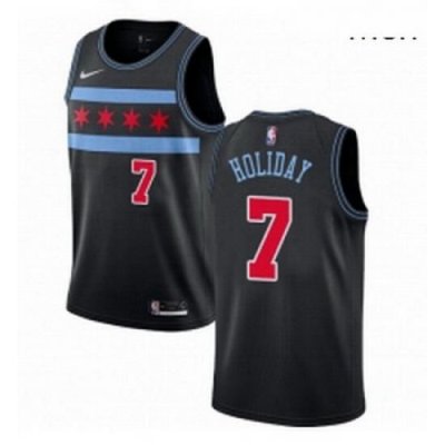 Mens Nike Chicago Bulls 7 Justin Holiday Swingman Black NBA Jersey City Edition