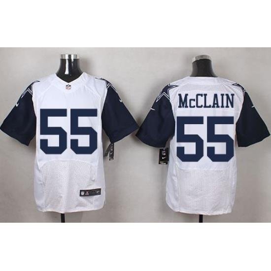 Nike Cowboys #55 Rolando McClain White Mens Stitched NFL Elite Rush Jerseys