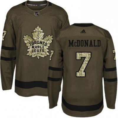 Mens Adidas Toronto Maple Leafs 7 Lanny McDonald Authentic Green Salute to Service NHL Jersey