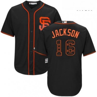 Mens Majestic San Francisco Giants 16 Austin Jackson Authentic Black Team Logo Fashion Cool Base MLB Jersey