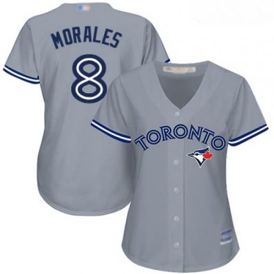 Blue Jays #8 Kendrys Morales Grey Road Women Stitched Baseball Jersey