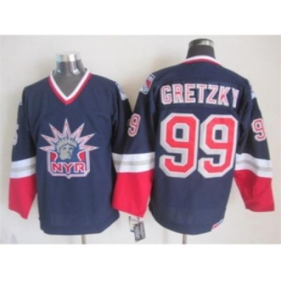 NHL New York Rangers #99 Wayne Gretzky Dark blue jerseys[Retro Former head]