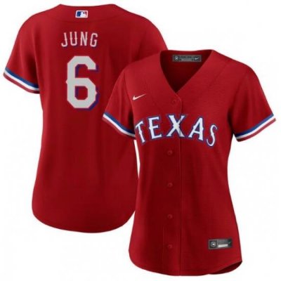 Women Texas Rangers Josh Jung #6 Red Cool Base Stitched MLB Jersey