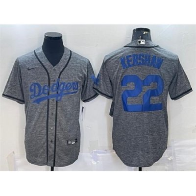 Men Los Angeles Dodgers 22 Clayton KershaW Grey Cool Base Stitched Jersey