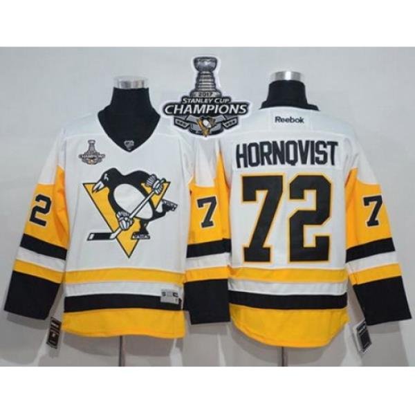 Penguins #72 Patric Hornqvist White New Away 2017 Stanley Cup Finals Champions Stitched NHL Jersey