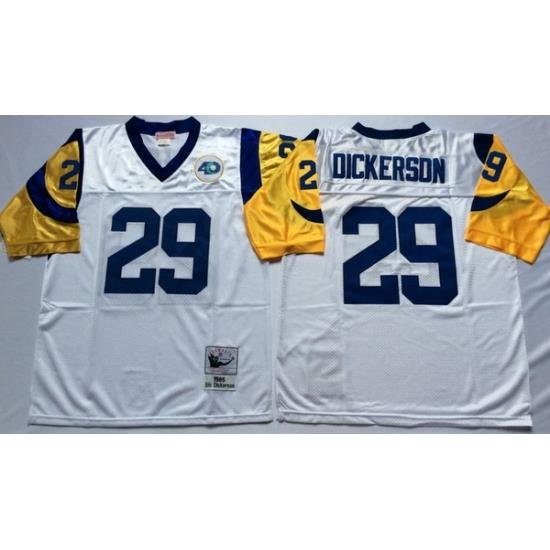 Men Los Angeles Rams 29 Eric Dickerson White M&N Throwback Jersey