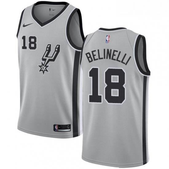 Mens Nike San Antonio Spurs 18 Marco Belinelli Swingman Silver NBA Jersey Statement Edition