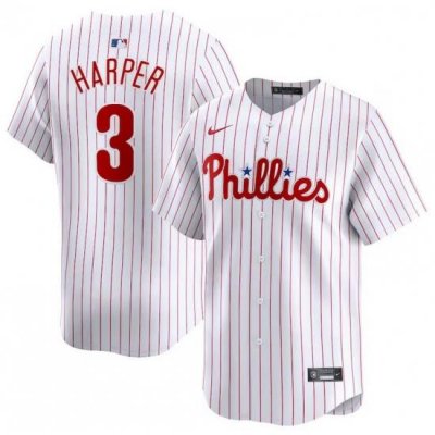 Men Philadelphia Phillies 3 Bryce Harper White Home Limited Stitched Jersey