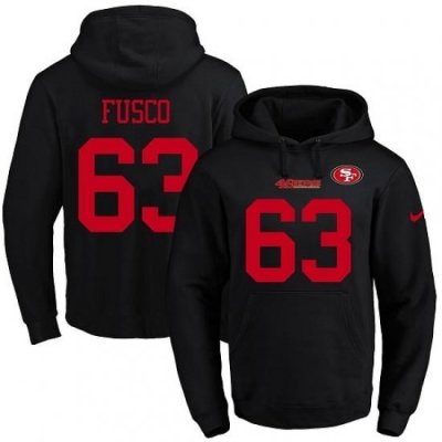 NFL Mens Nike San Francisco 49ers 63 Brandon Fusco Black Name Number Pullover Hoodie