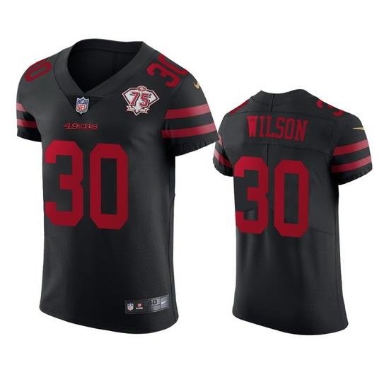 Nike San Francisco 49ers 30 Jeff Wilson Black Alternate Men 75th Anniversary Stitched NFL Vapor Untouchable Elite Jersey