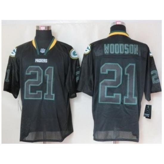 Nike Green Bay Packers 21 Charles Woodson Black Elite Lights Out NFL Jersey