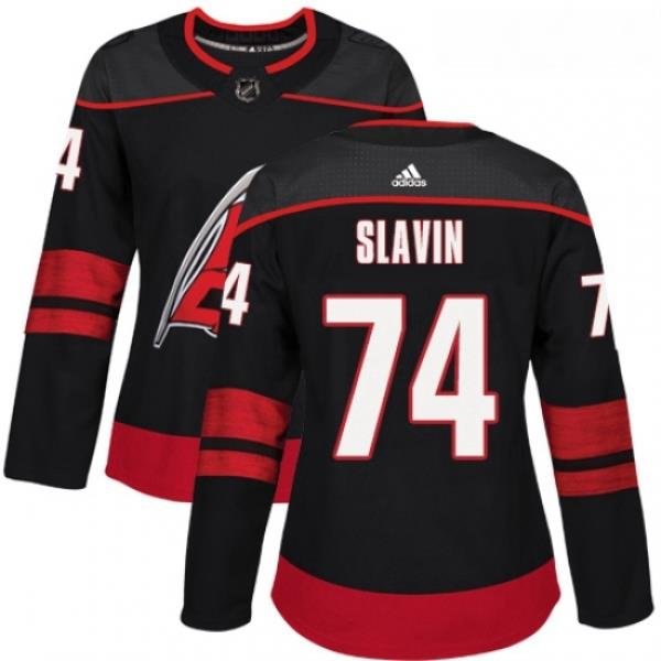 Womens Adidas Carolina Hurricanes 74 Jaccob Slavin Premier Black Alternate NHL Jersey