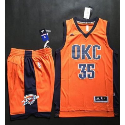 Thunder #35 Kevin Durant Orange Alternate A Set Stitched NBA Jersey