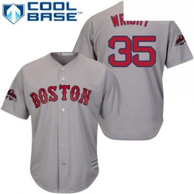 Youth Majestic Boston Red Sox 35 Steven Wright Authentic Grey Road Cool Base 2018 World Series Champions MLB Jersey