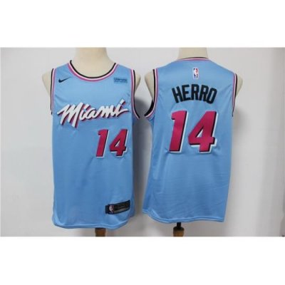 Men Miami Heat 14 Tyler Herro Light Blue Nike 2020 City Edition Swingman Jersey