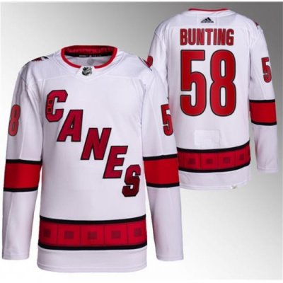 Men Carolina Hurricanes 58 Michael Bunting White Stitched Jersey