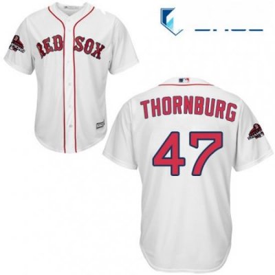 Youth Majestic Boston Red Sox 47 Tyler Thornburg Authentic White Home Cool Base 2018 World Series Champions MLB Jersey