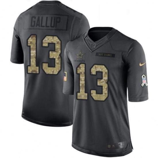 Youth Nike Dallas CoWboys 13 Michael Gallup Limited Black 2016 Salute to Service NFL Jersey