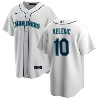 Men Seattle Mariners 10 Jarred Kelenic White Cool Base Stitched Jersey