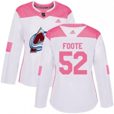 Womens Adidas Colorado Avalanche 52 Adam Foote Authentic WhitePink Fashion NHL Jersey