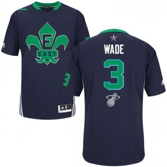 Mens Adidas Miami Heat 3 Dwyane Wade Authentic Navy Blue 2014 All Star NBA Jersey