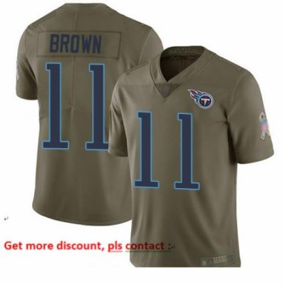 Titans 11 A J  Brown Olive Youth Stitched Football Limited 2017 Salute to Service Jersey