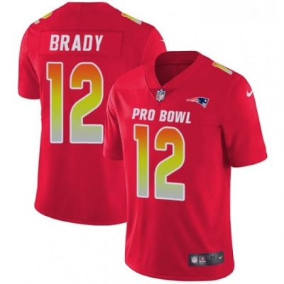 Womens Nike New England Patriots 12 Tom Brady Limited Red 2018 Pro Bowl NFL Jersey